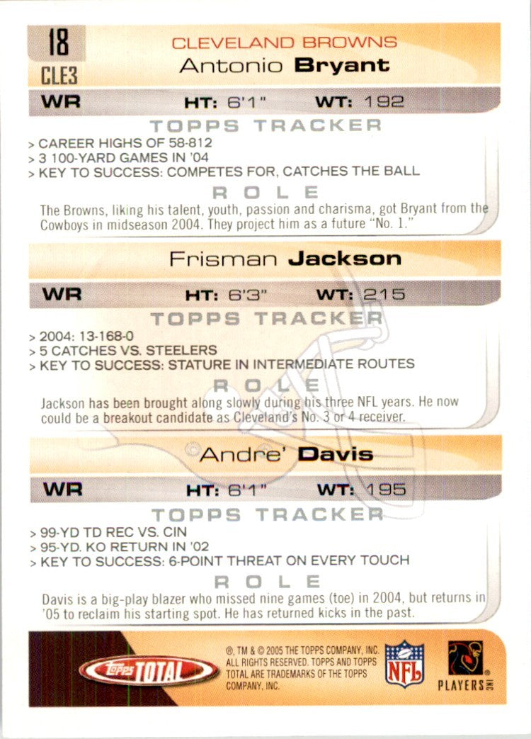 2005 Topps Total Antonio Bryant/Frisman Jackson/Andre Davis Football Cards #18