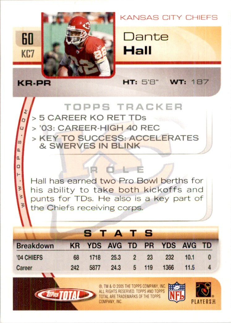 2005 Topps Total Dante Hall Football Cards #60