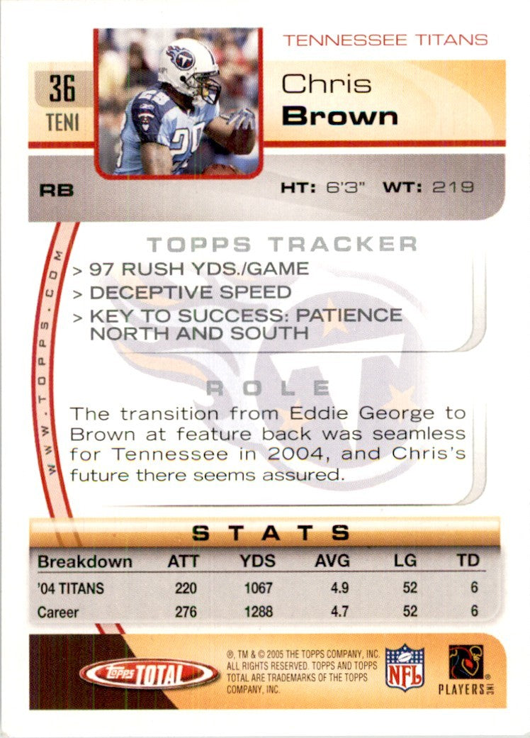 2005 Topps Total Chris Brown Football Cards #36