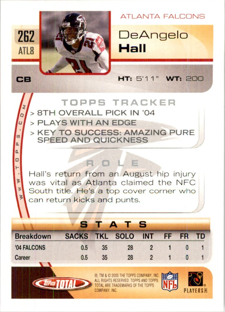 2005 Topps Total DeAngelo Hall Football Cards #262