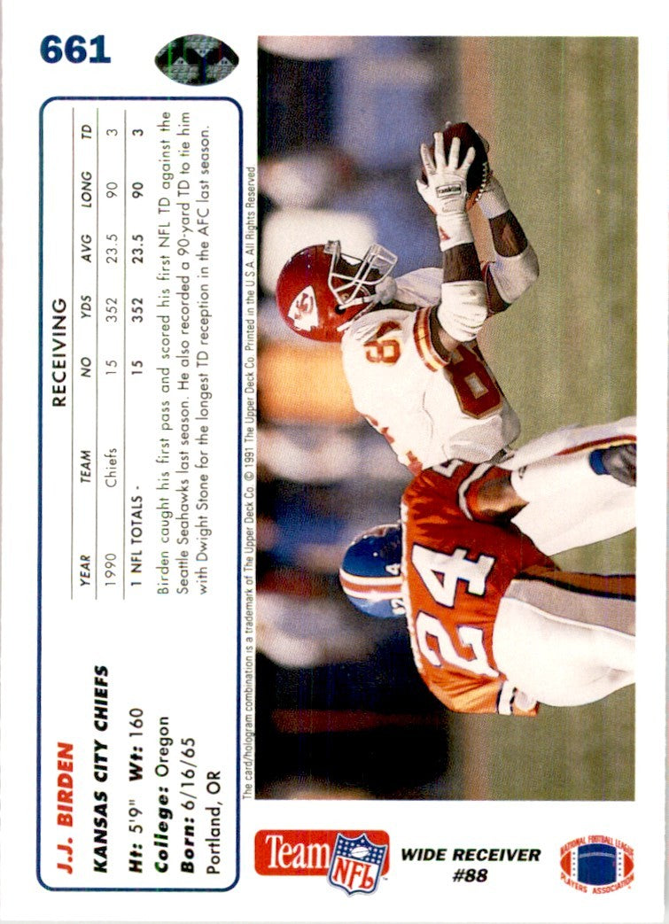 1991 Upper Deck J.J. Birden Football Cards #661