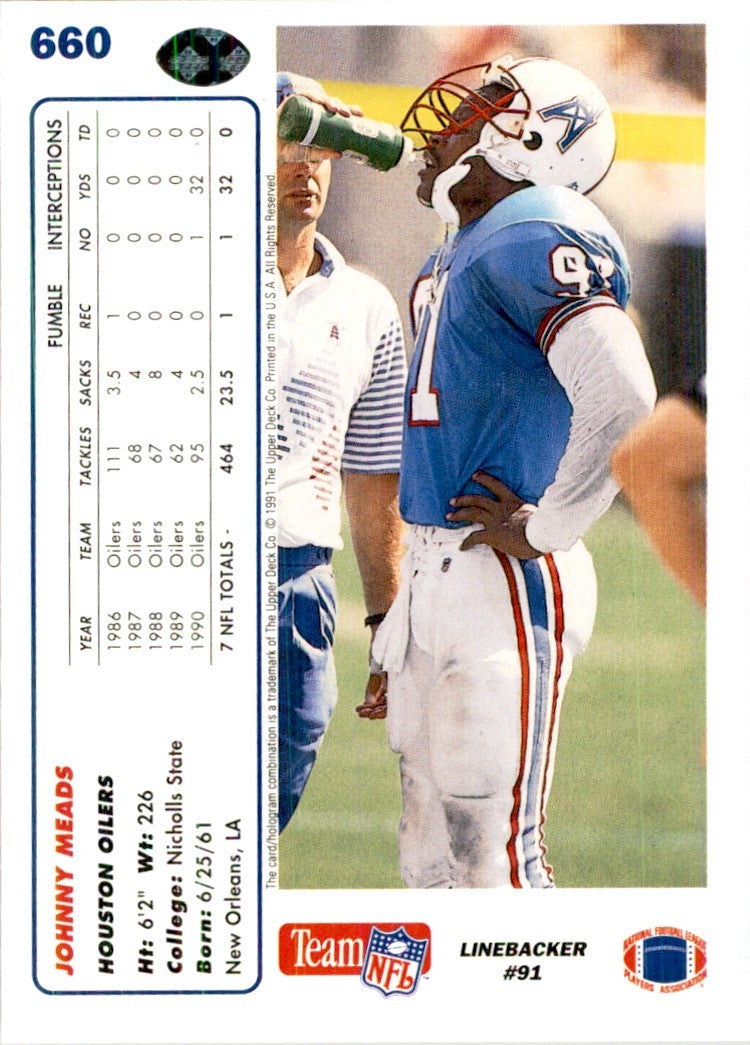 1991 Upper Deck Johnny Meads Football Cards #660