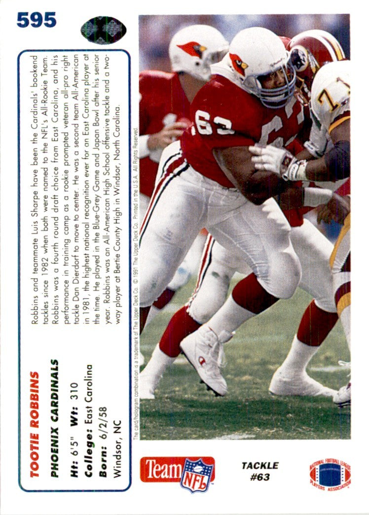 1991 Upper Deck Tootie Robbins Football Cards #595