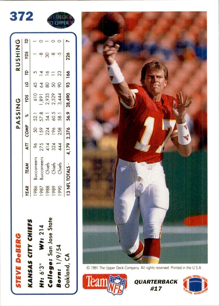 1991 Upper Deck Steve DeBerg Football Cards #372