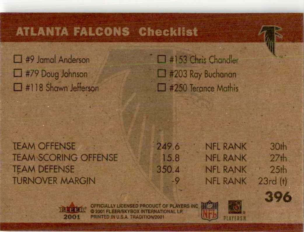 2001 Fleer Tradition Atlanta Falcons Team Leaders Football Cards #396