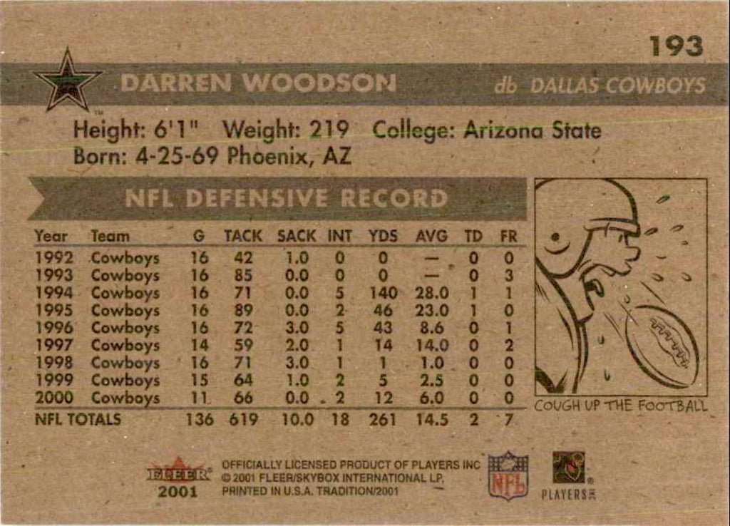 2001 Fleer Tradition Darren Woodson Football Cards #193