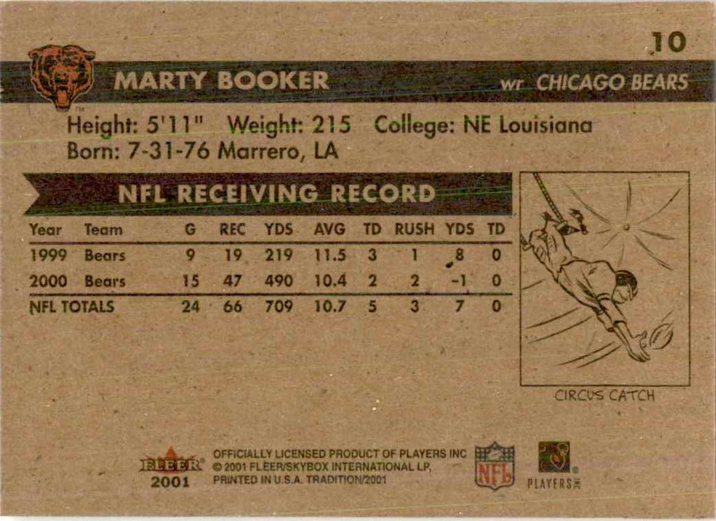 2001 Fleer Tradition Marty Booker Football Cards #10