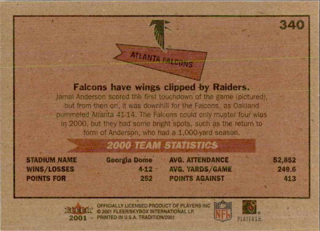 2001 Fleer Tradition Atlanta Falcons Football Cards #340