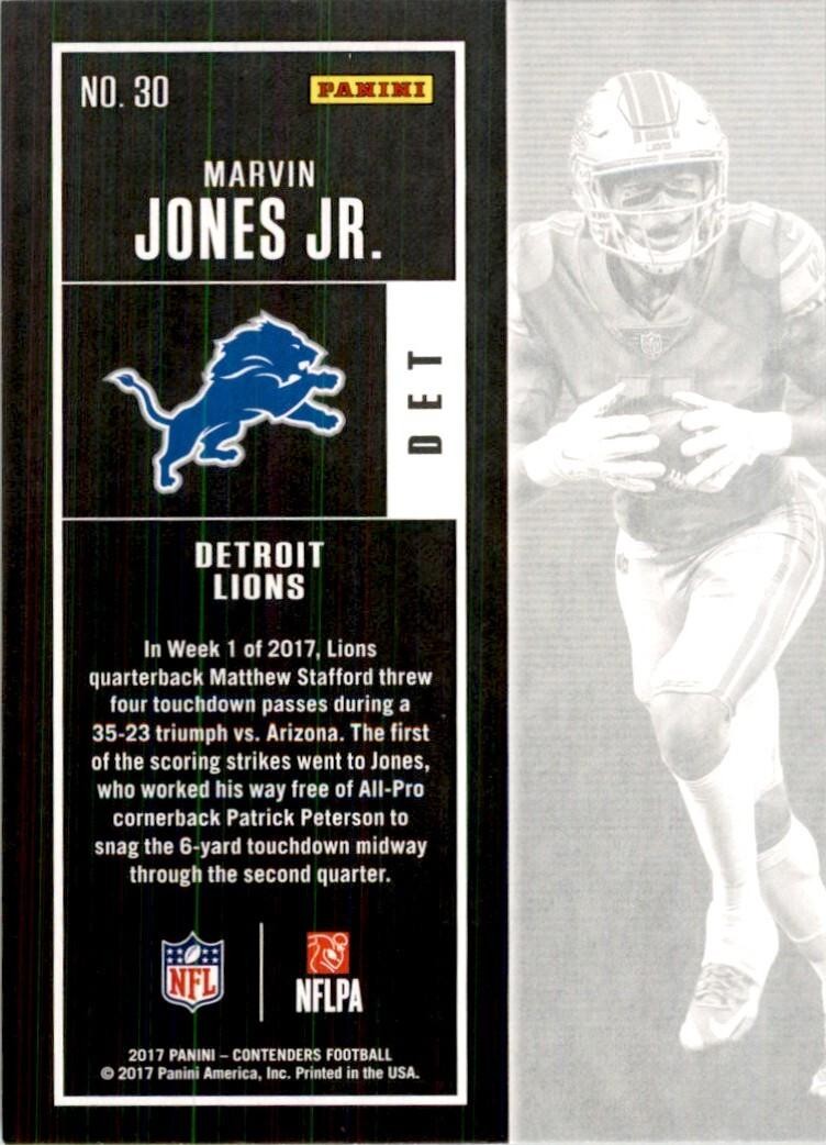 2017 Panini Contenders. Marvin Jones Jr. (100) Football Cards. #30