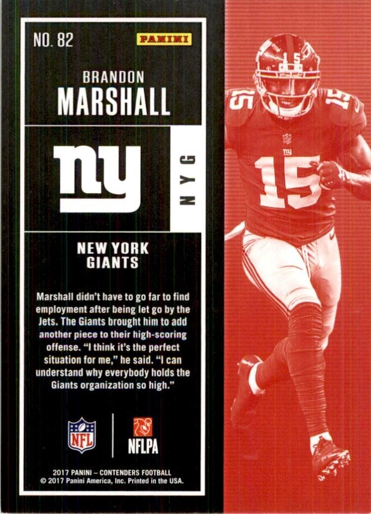 2017 Panini Contenders Brandon Marshall Football Cards #82