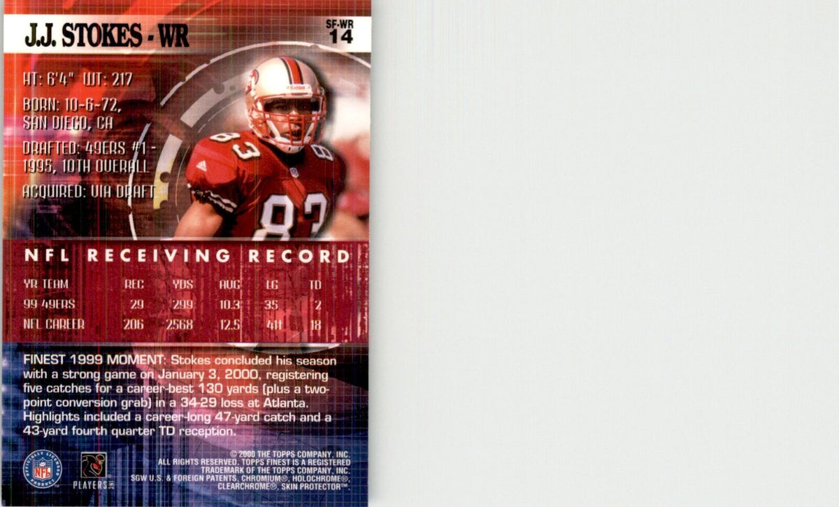 2000 Topps Finest J.J. Stokes Football Cards #14