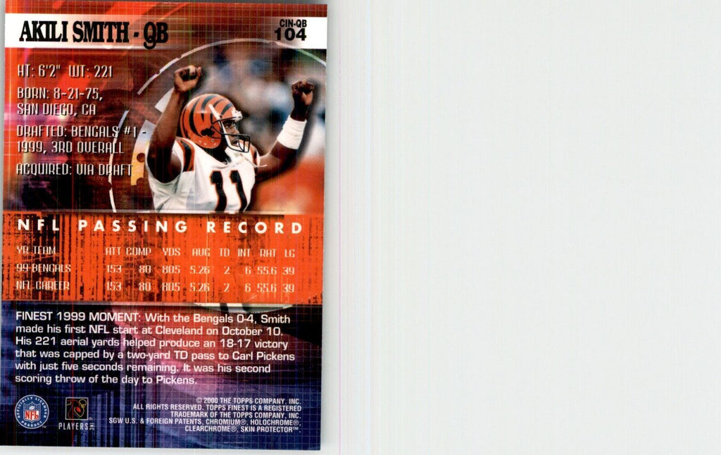 2000 Topps Finest Akili Smith Football Cards #104