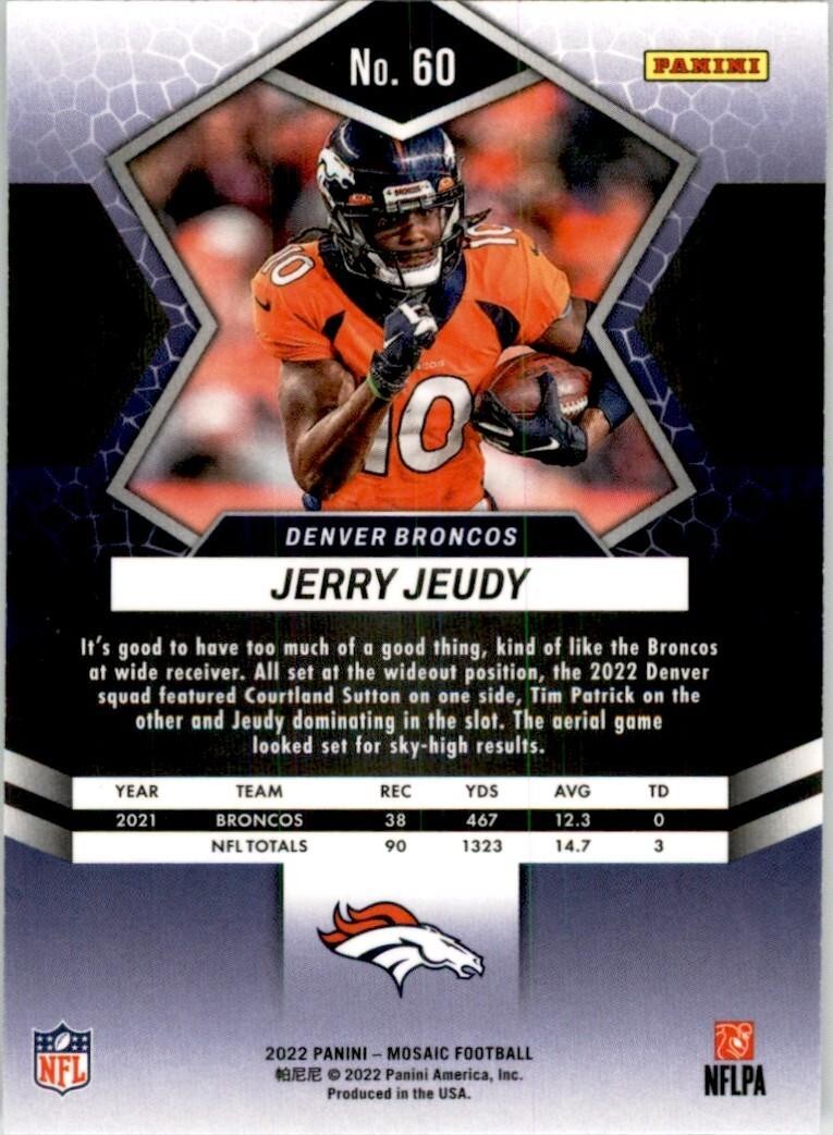 2022 Mosaic Jerry Jeudy Football Cards #60