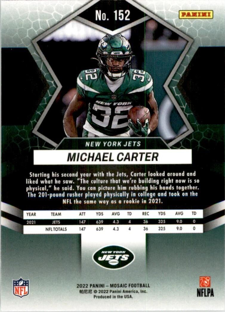 2022 Mosaic Michael Carter Football Cards #152