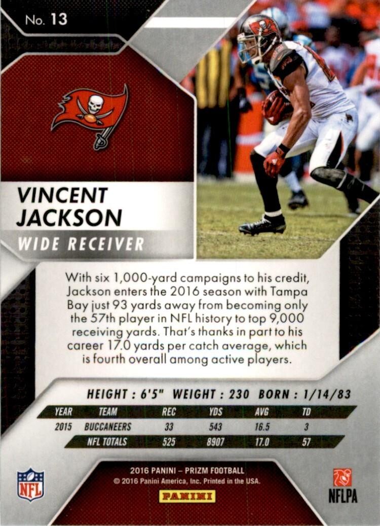 2016 Panini Prizm Vincent Jackson Football Cards #13