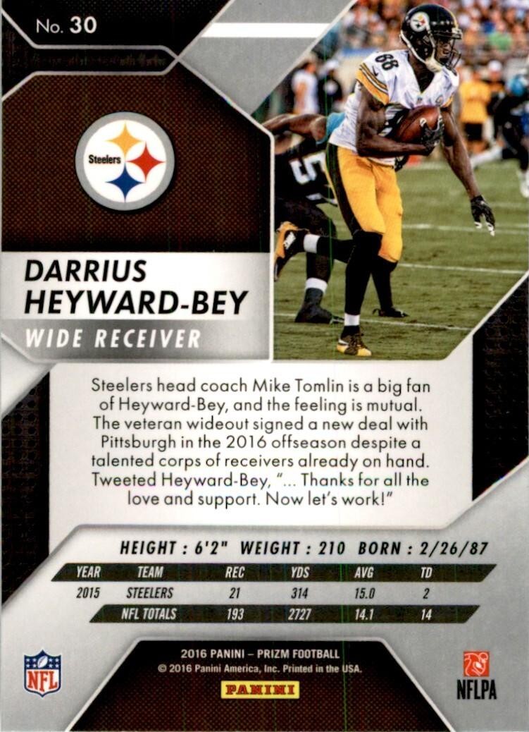 2016 Panini Prizm Darrius Heyward-Bey Football Cards #30