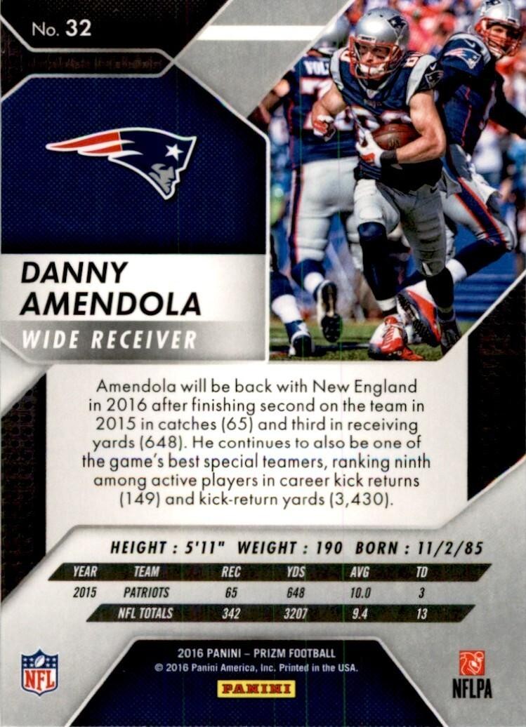 2016 Panini Prizm. Danny Amendola Football Cards #32