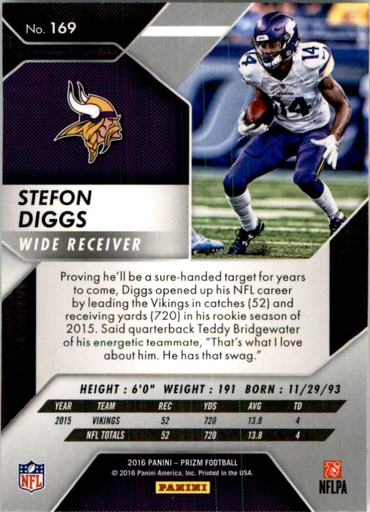 2016 Panini Prizm. Stefon Diggs Football Cards #169