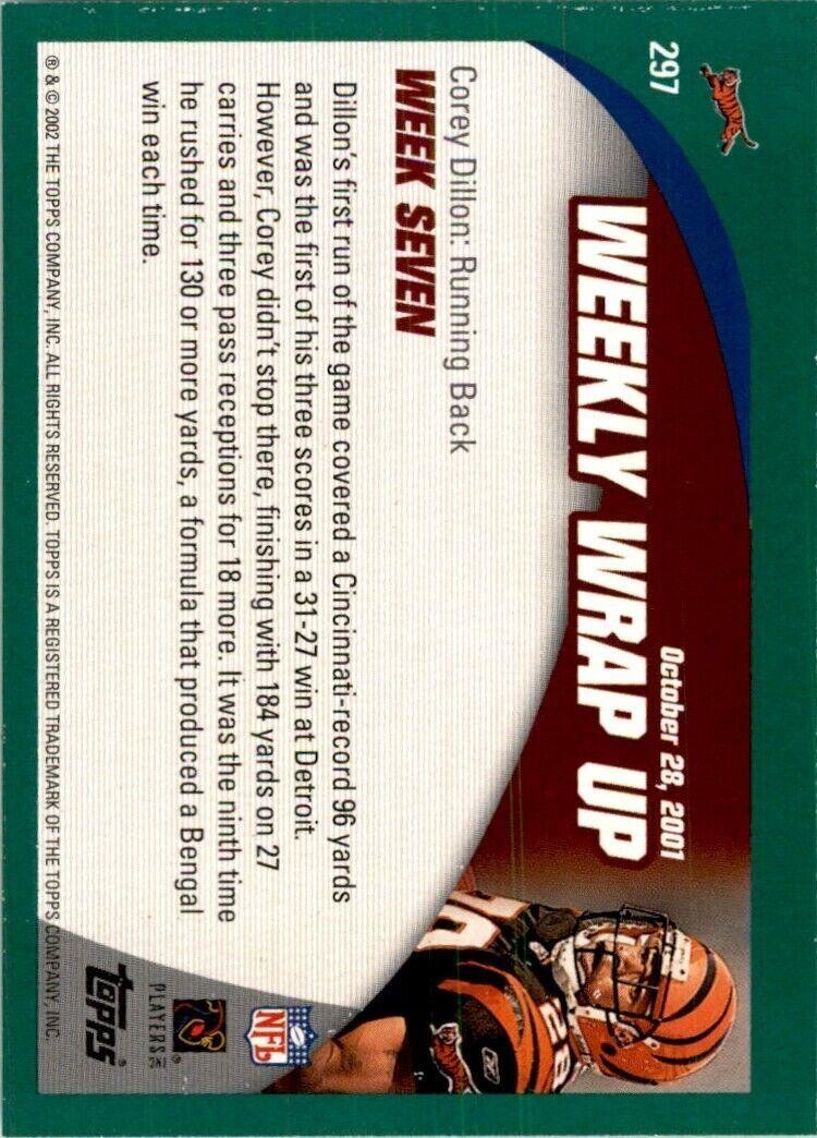 2002 Topps Corey Dillon Football Cards #297