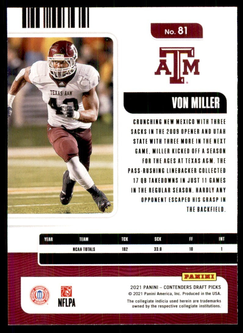 2021 Panini Contenders Draft Picks Von Miller Football Cards #81