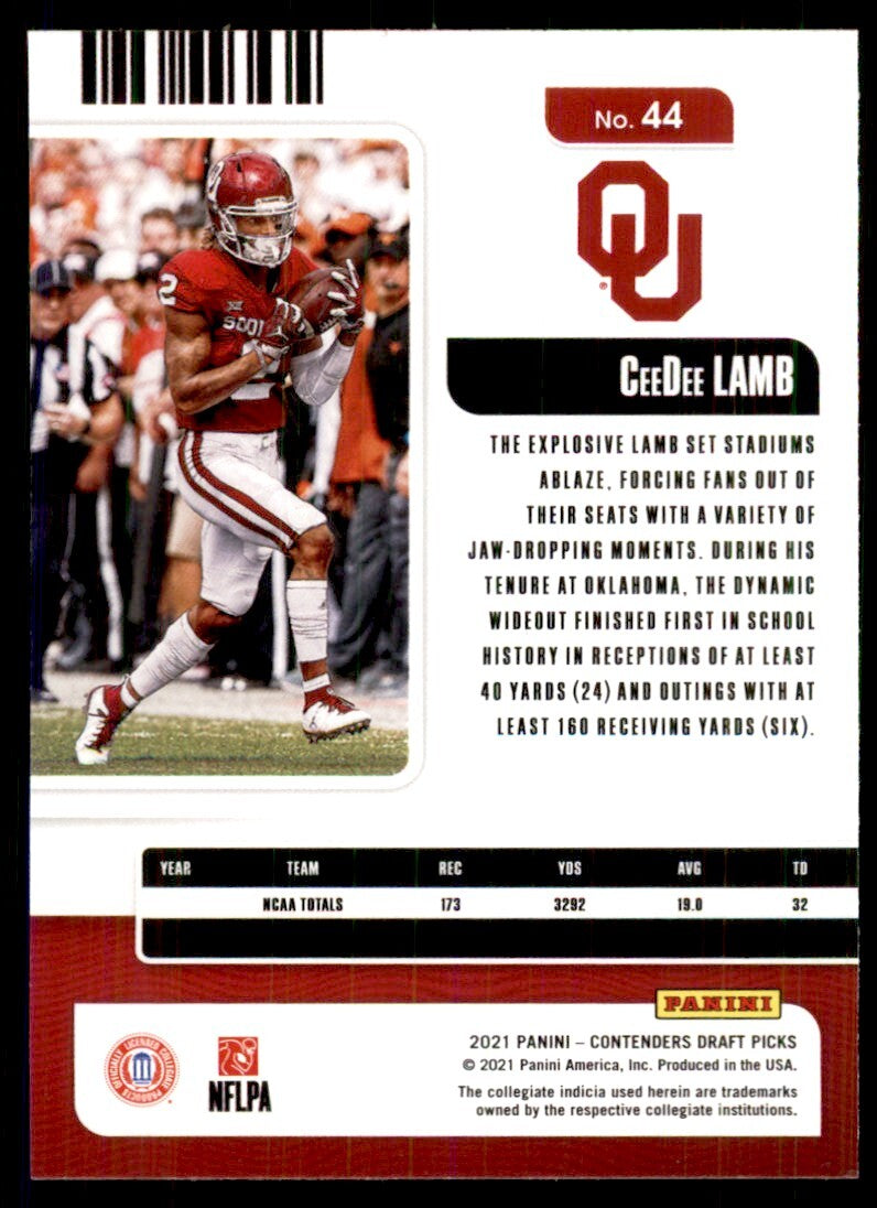 2021 Panini Contenders Draft Picks CeeDee Lamb Football Cards #44