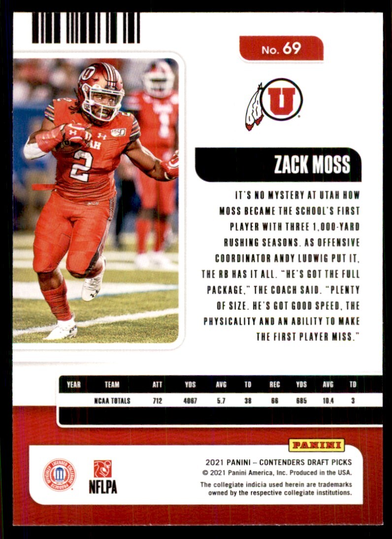 2021 Panini Contenders Draft Picks Zack Moss Football Cards #69