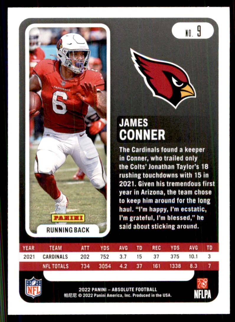 2022 Panini Absolute James Conner Football Cards #9