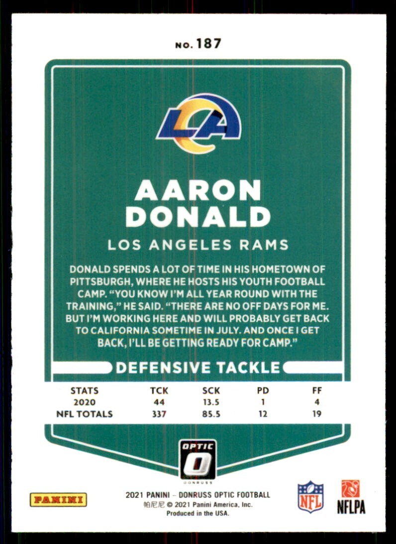 2021 Donruss Optic Aaron Donald Football Cards #187