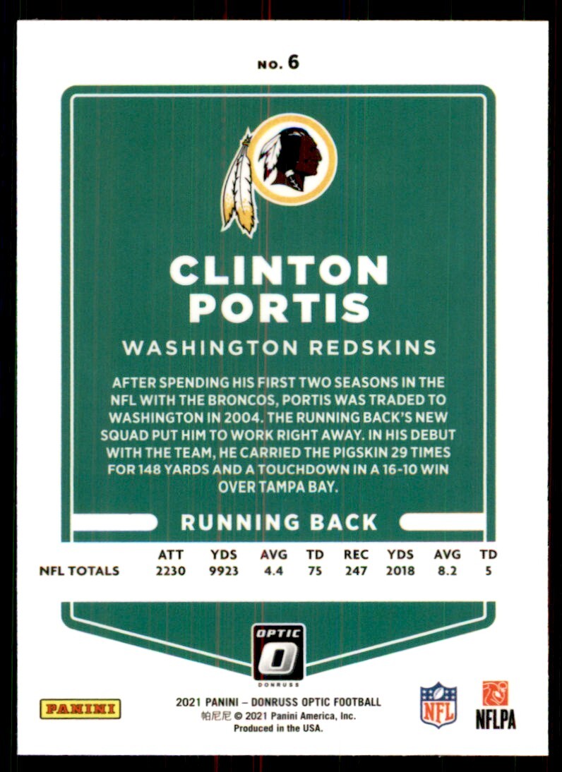 2021 Donruss Optic Clinton Portis Football Cards #6