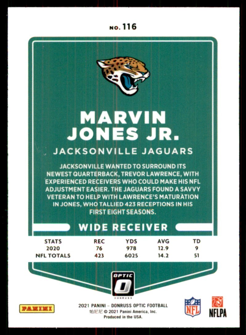 2021 Donruss Optic Marvin Jones Jr. Football Cards #116