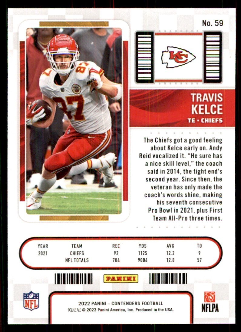 2022 Panini Contenders Travis Kelce C Football Cards #59