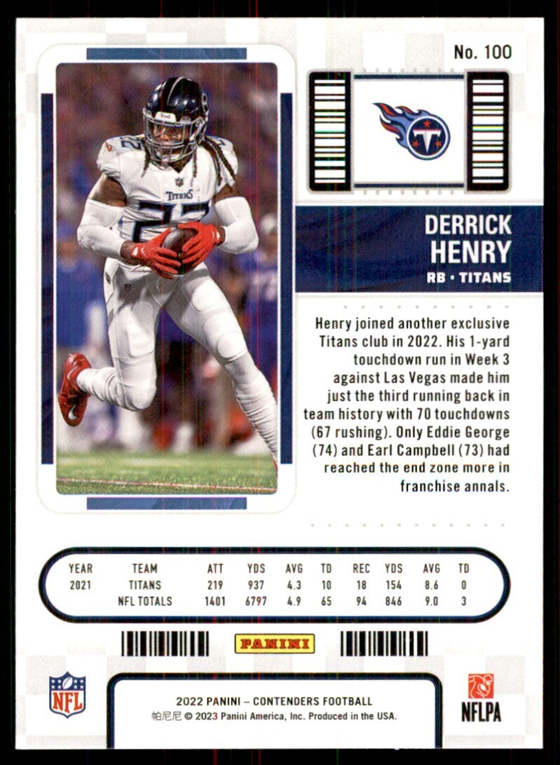 2022 Panini Contenders Derrick Henry Football Cards #100