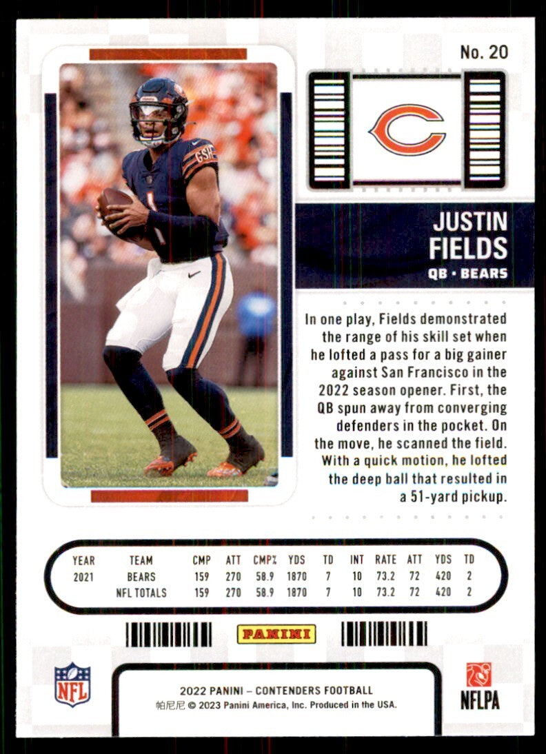 2022 Panini Contenders Justin Fields A Football Cards #20