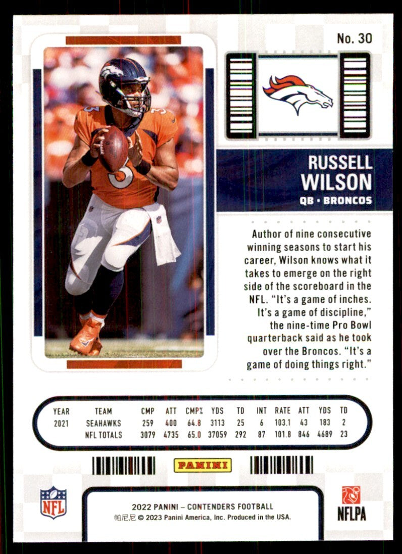 2022 Panini Contenders Russell Wilson Football Cards #30