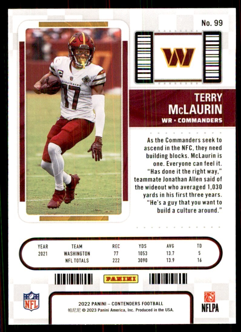 2022 Panini Contenders Terry McLaurin B Football Cards #99