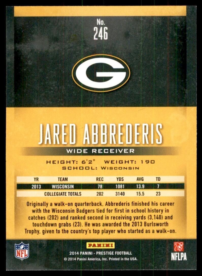2014 Panini Prestige Jared Abbrederis Football Cards #246