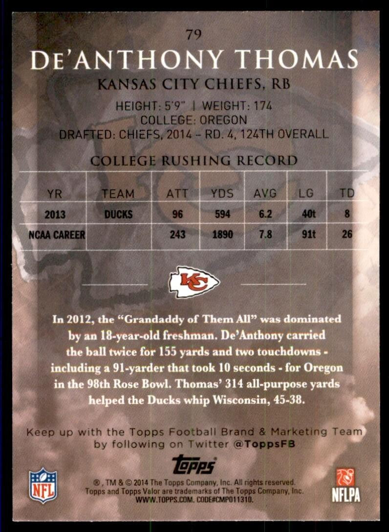 2014 Topps Valor De'Anthony Thomas Baseball Cards #79