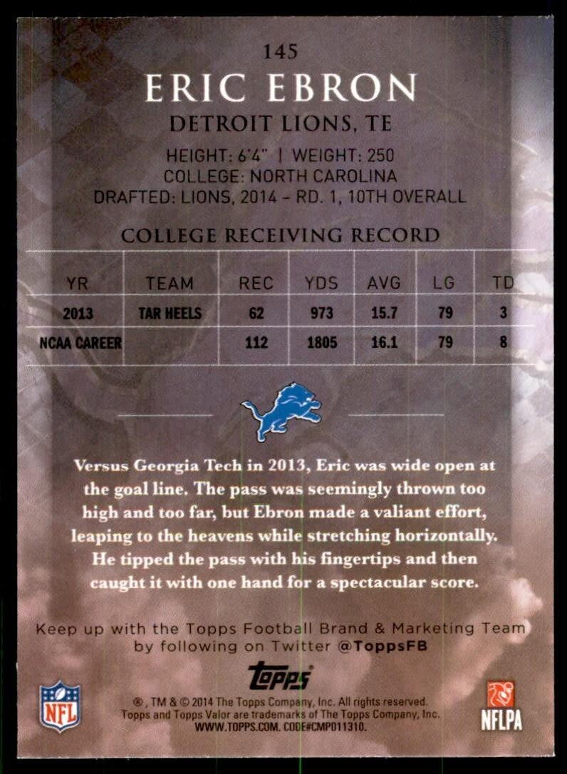 2014 Topps Valor Eric Ebron A Baseball Cards #145
