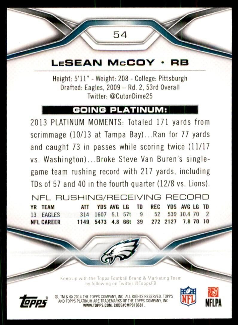 2014 Topps Platinum LeSean McCoy Football Cards #54