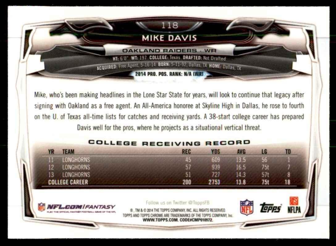 2014 Topps Chrome Mike Davis Football Cards #118