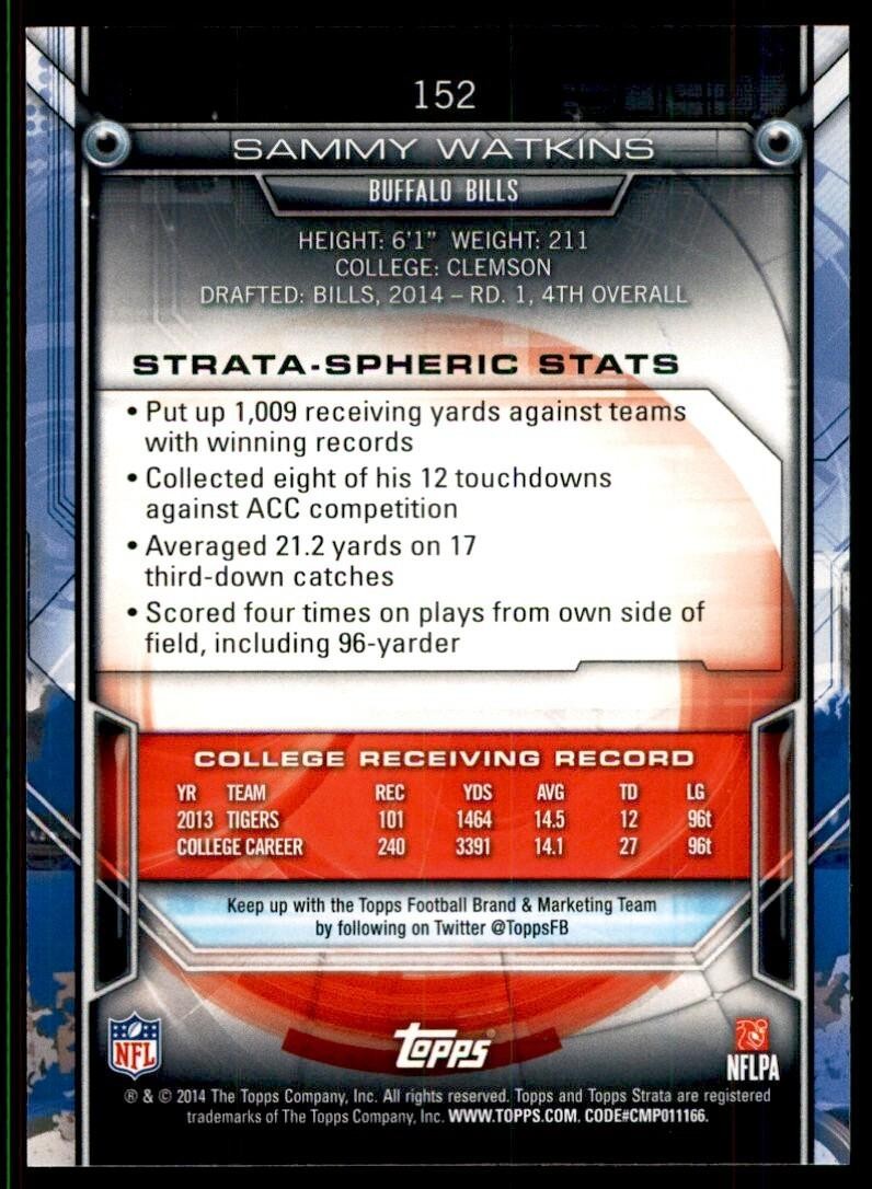 2014 Topps Strata Sammy Watkins A Football Cards #152