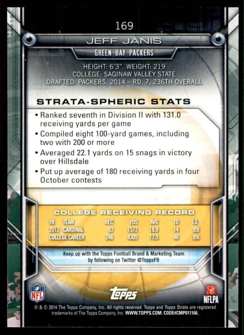 2014 Topps Strata Jeff Janis A Football Cards #169