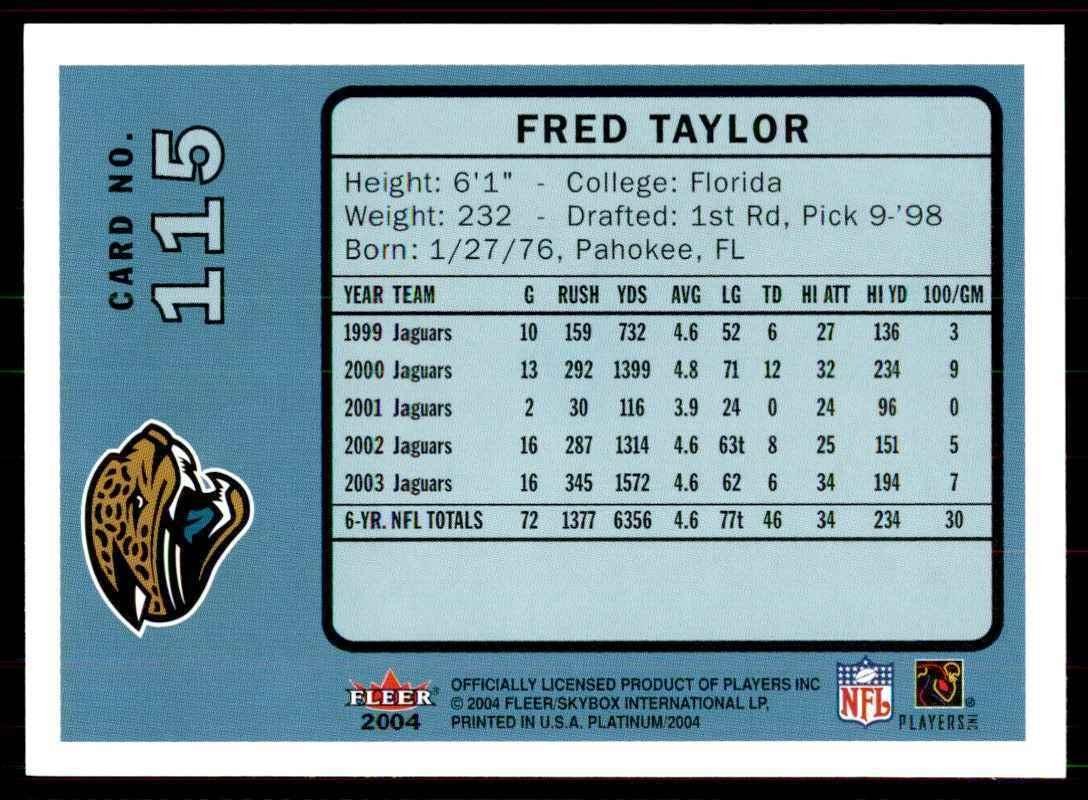 2004 Fleer Platinum Fred Taylor Football Cards #115