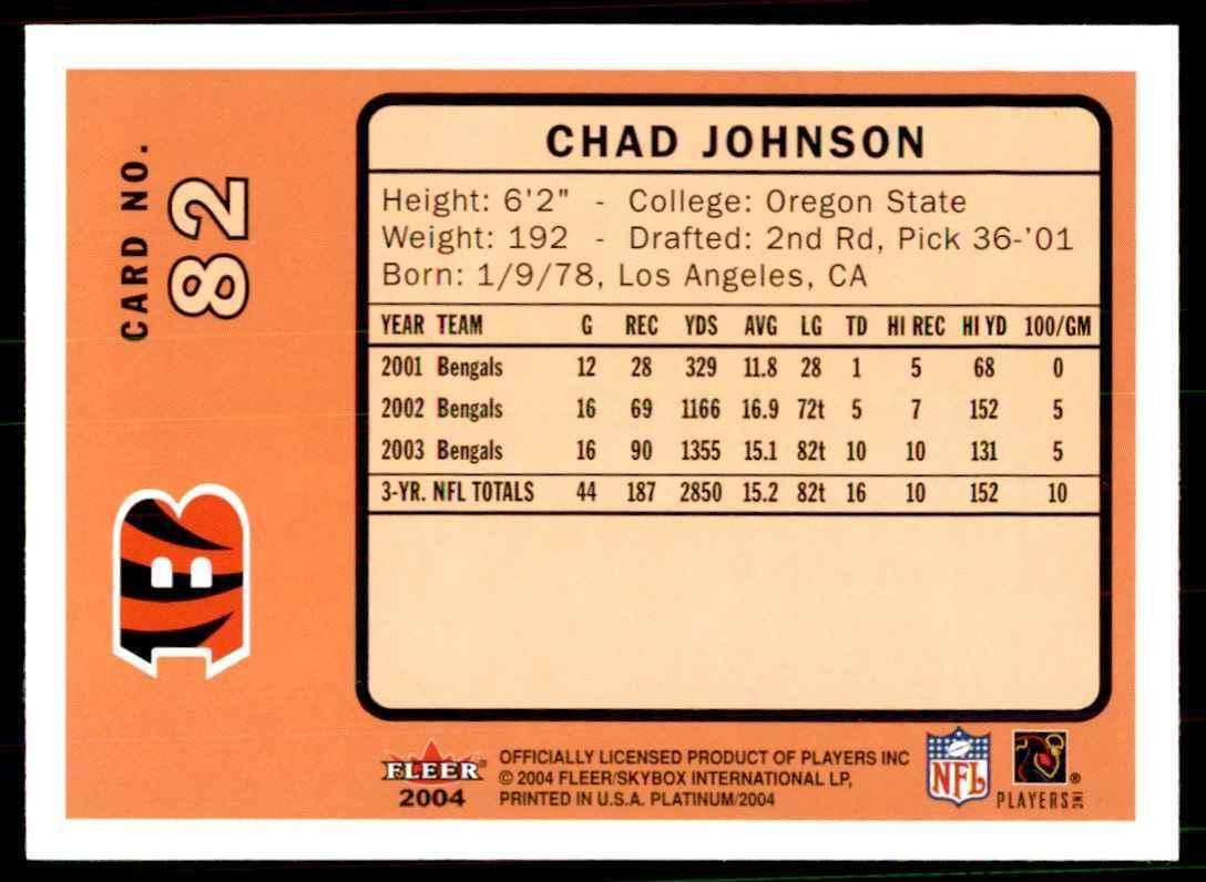 2004 Fleer Platinum Chad Johnson Football Cards #82