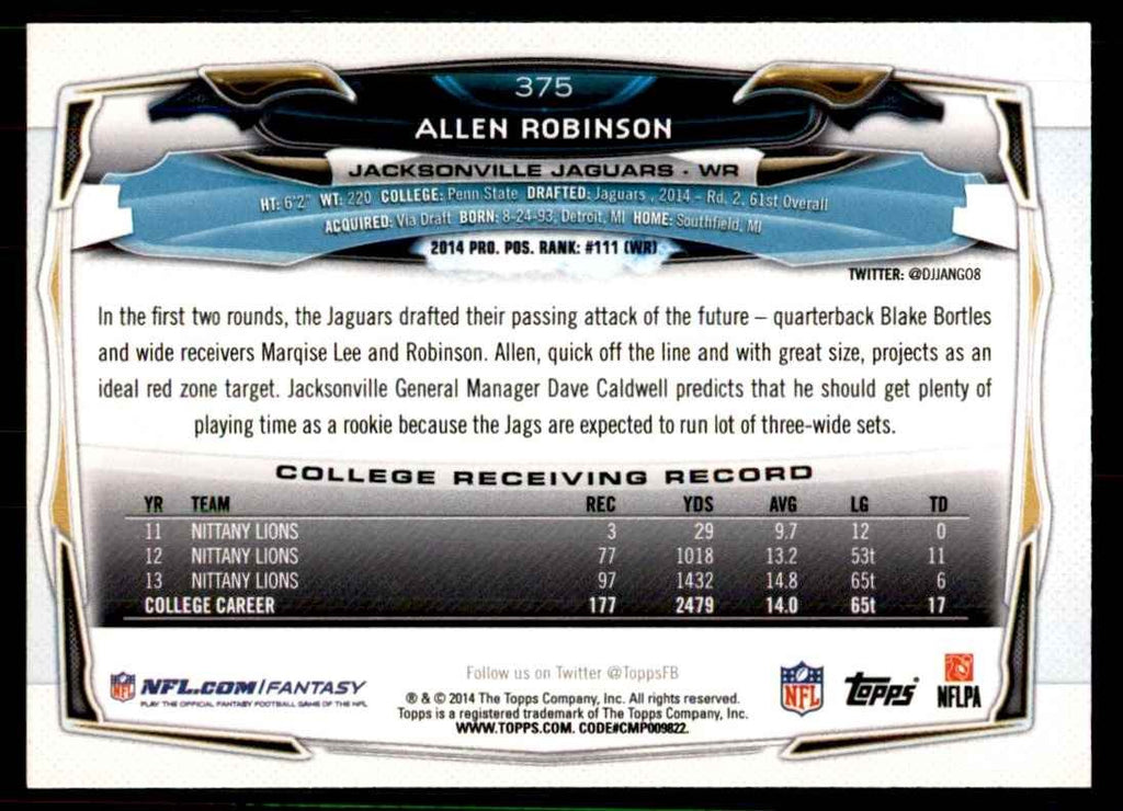 2014 Topps Allen Robinson  Football Cards #375