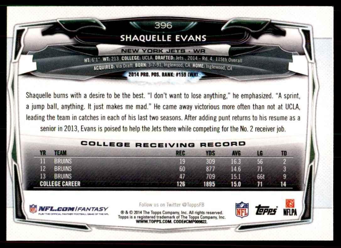2014 Topps Shaquelle Evans Football Cards #396