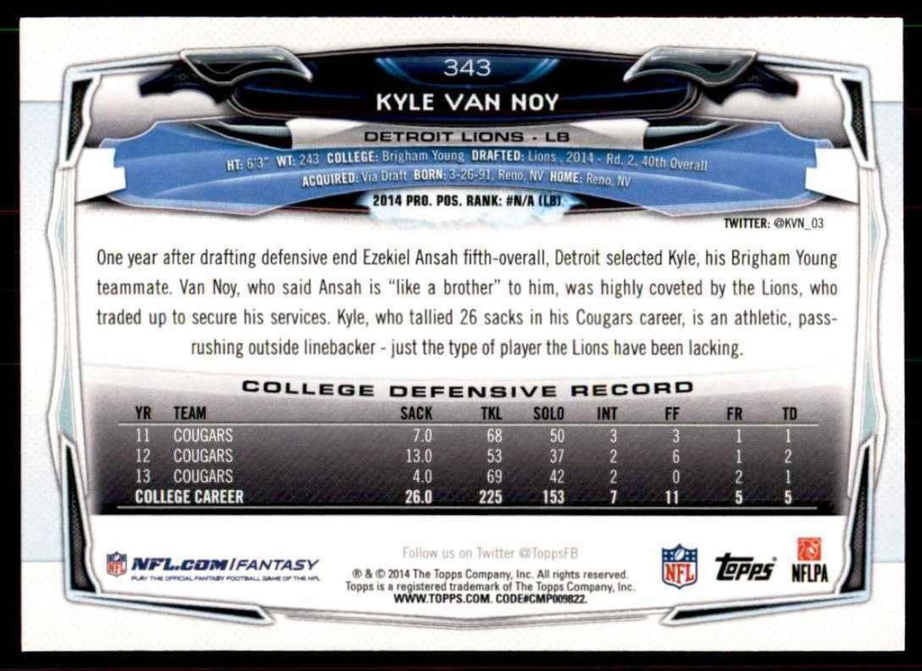 2014 Topps Kyle Van Noy Football Cards #343
