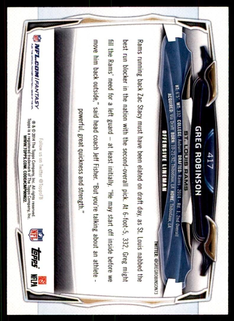 2014 Topps. Greg Robinson Football Cards #417
