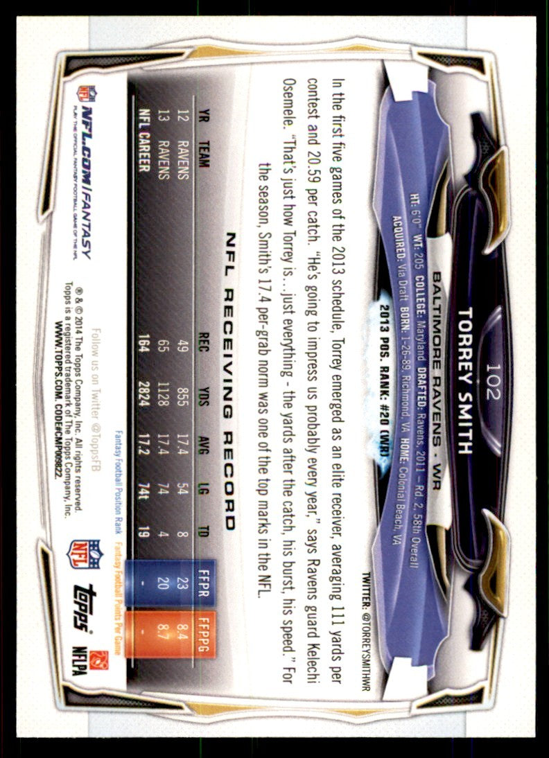2014 Topps. Torrey Smith Football Cards #102