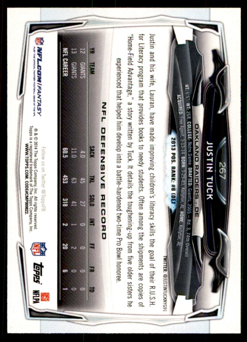 2014 Topps: Justin Tuck A Football Cards #267